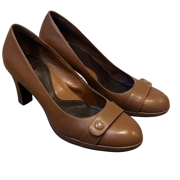 What’s What by Aerosoles leather pump block heel Sz 7.5 - Picture 1 of 12